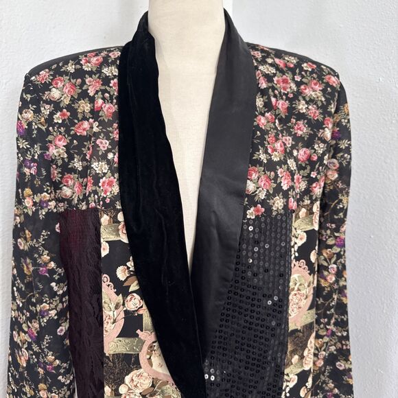 Judy Knapp Jacket Womens Large Lightweight‎  Patchwork Artsy Boho 90s Y2K - Picture 2 of 12